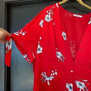 ASOS Red button up tie sleeve dress. Size 24